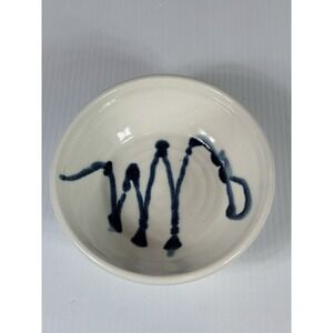 Hand Thrown & Decorated Contemporary Art Clay Pottery Bowl Signed LB In Octagon
